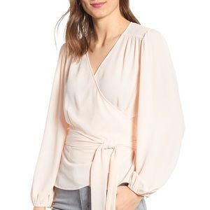 Chelsea28 Women’s Pink Wrap Top Blouse